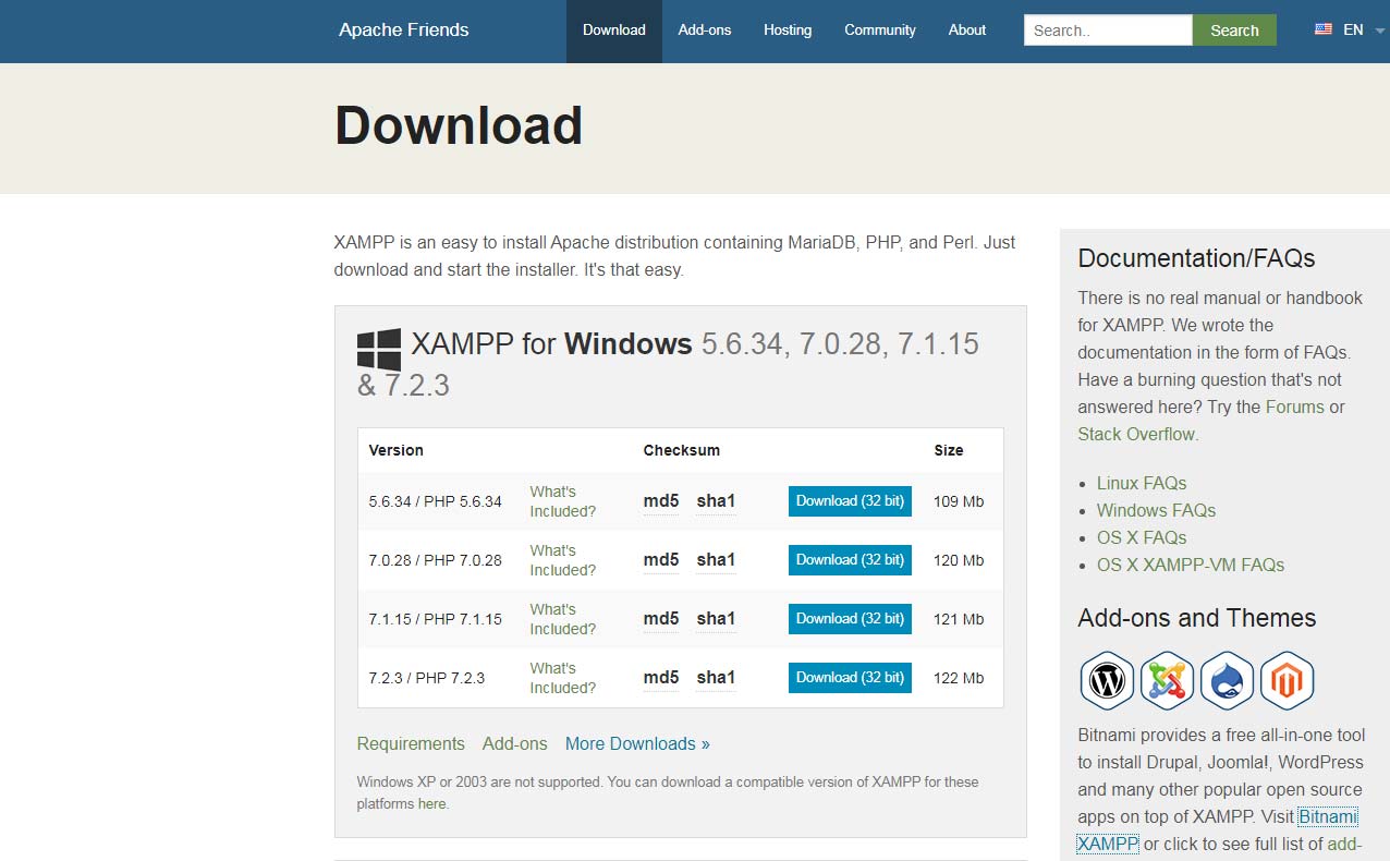 download xampp lite in Magento