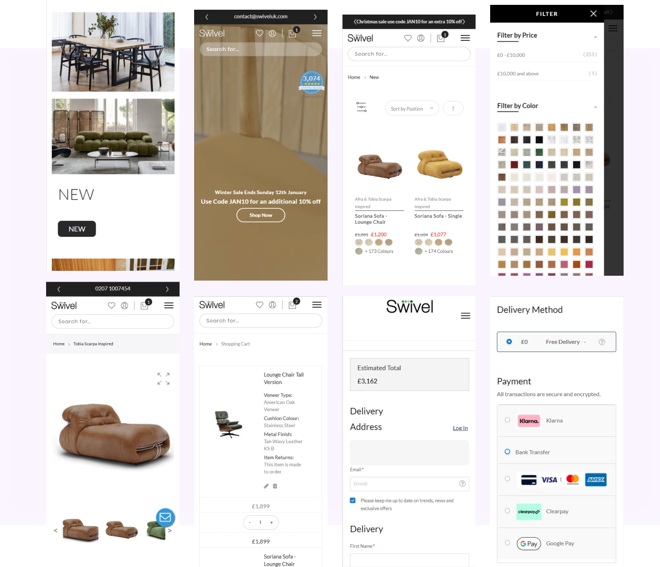 Swivel website screenshots