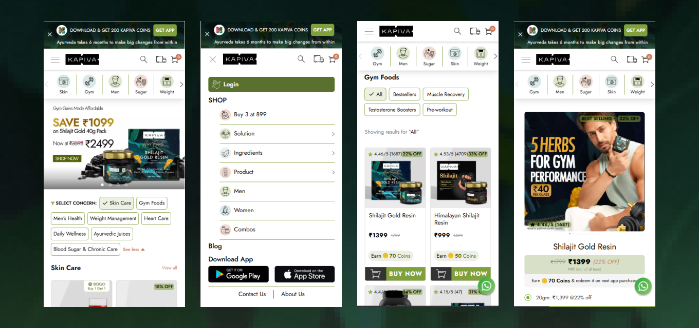 Kapiva website screenshots