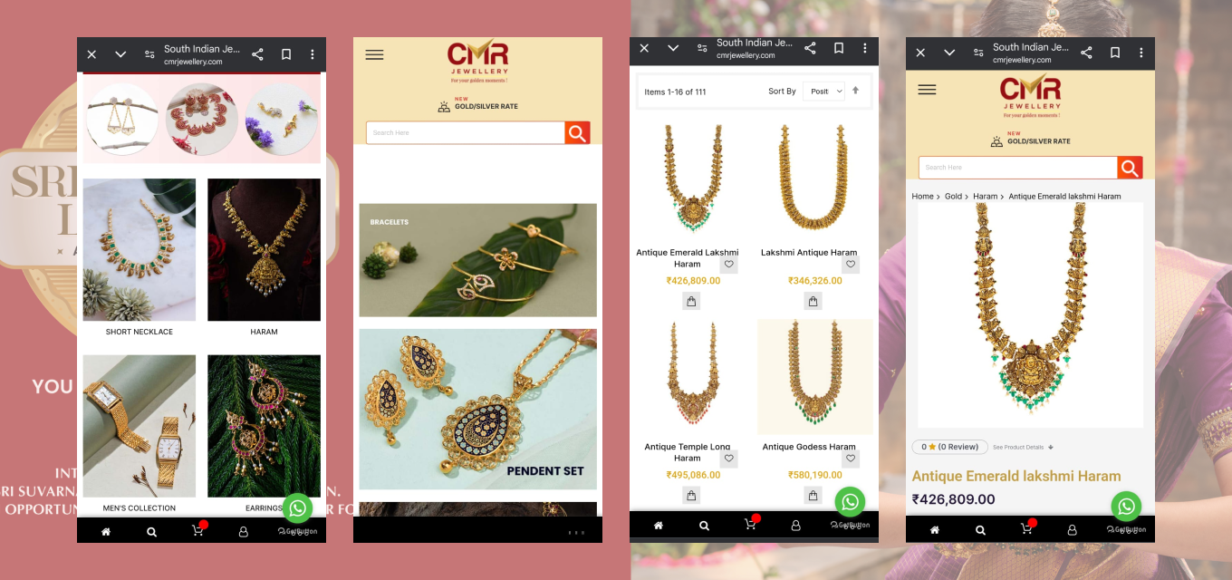 Jewerly website screenshots