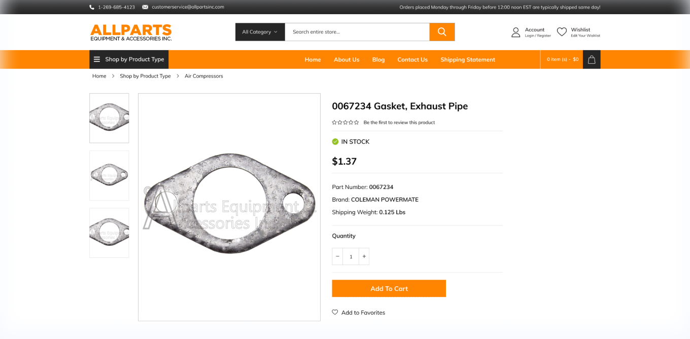 Final Allparts website